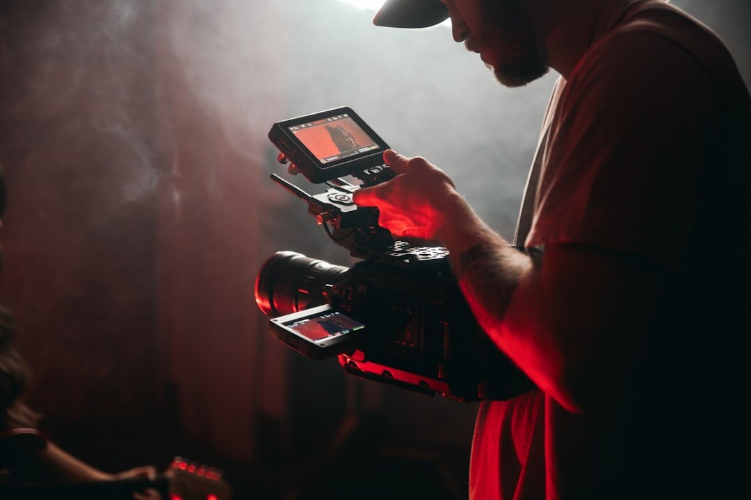 film editor adjusting lighting