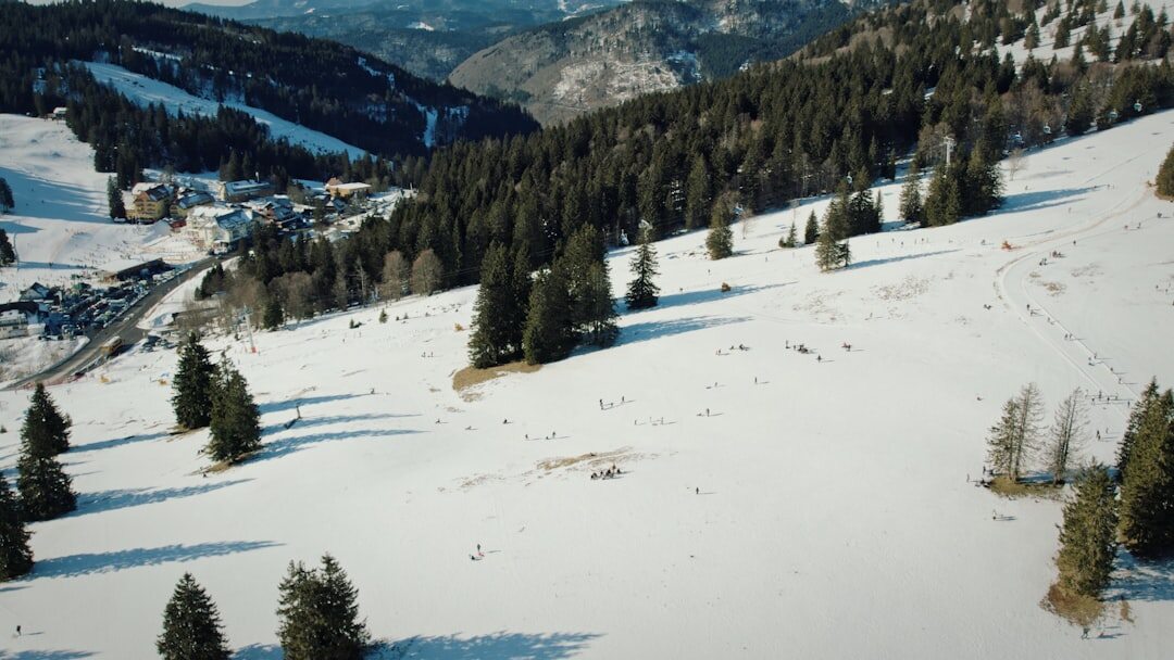 drone flying over mountains